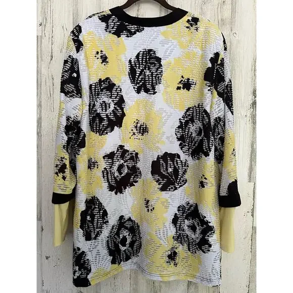 R&M Richards Womens Cardigan Top Size 24W Open Front Floral USA Vintage - Picture 2 of 9